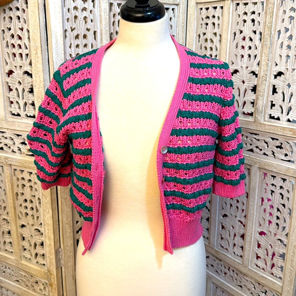 Zara Pointelle Knit Sweater Cardigan XS - Picture 3 of 5
